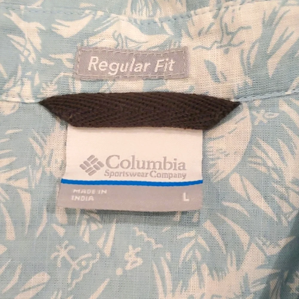 Mens Columbia leaf print button down size L